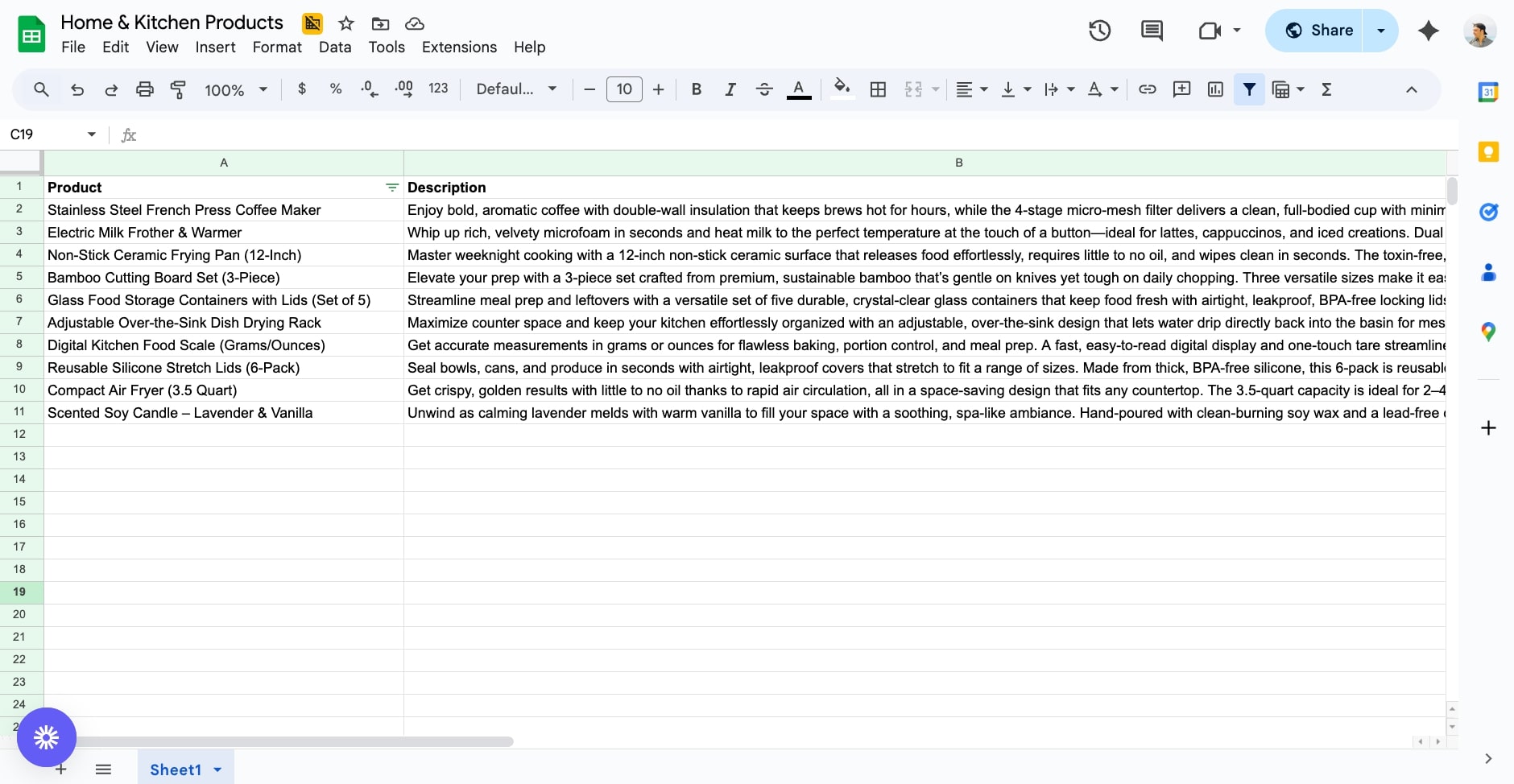 Succesful Google Sheet run