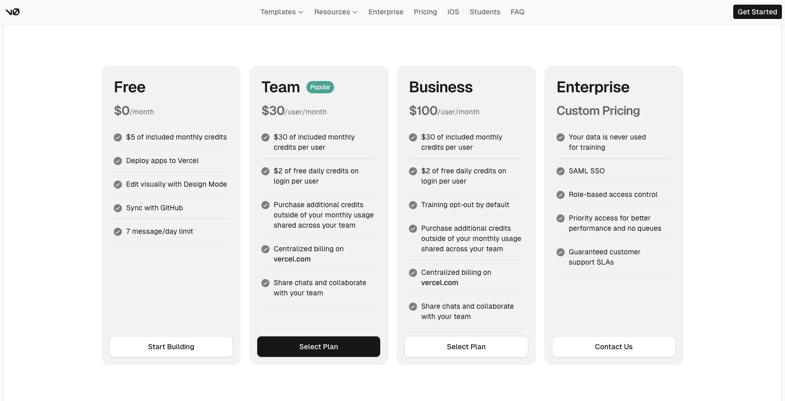 v0 pricing plans