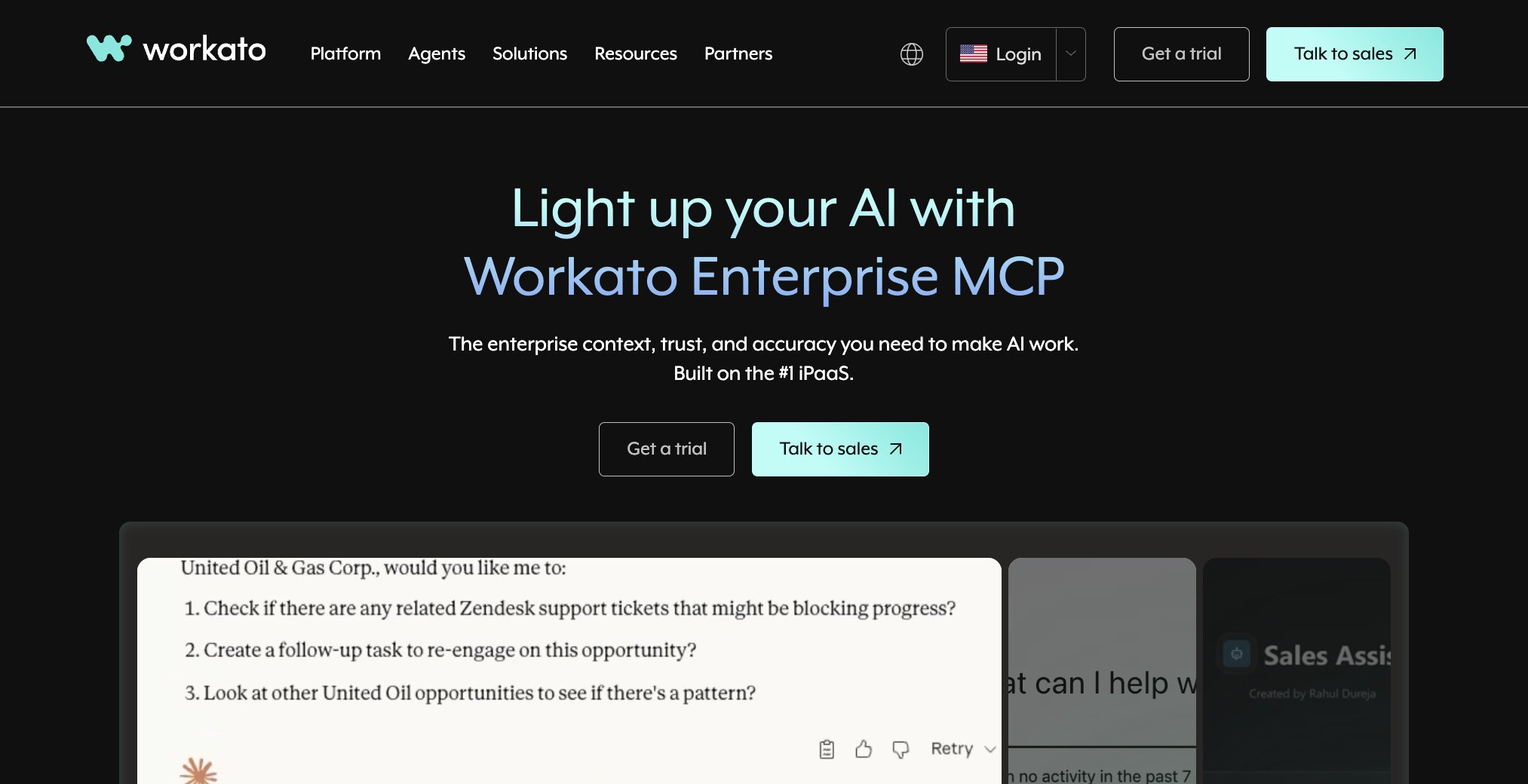 Workato AI agent builder